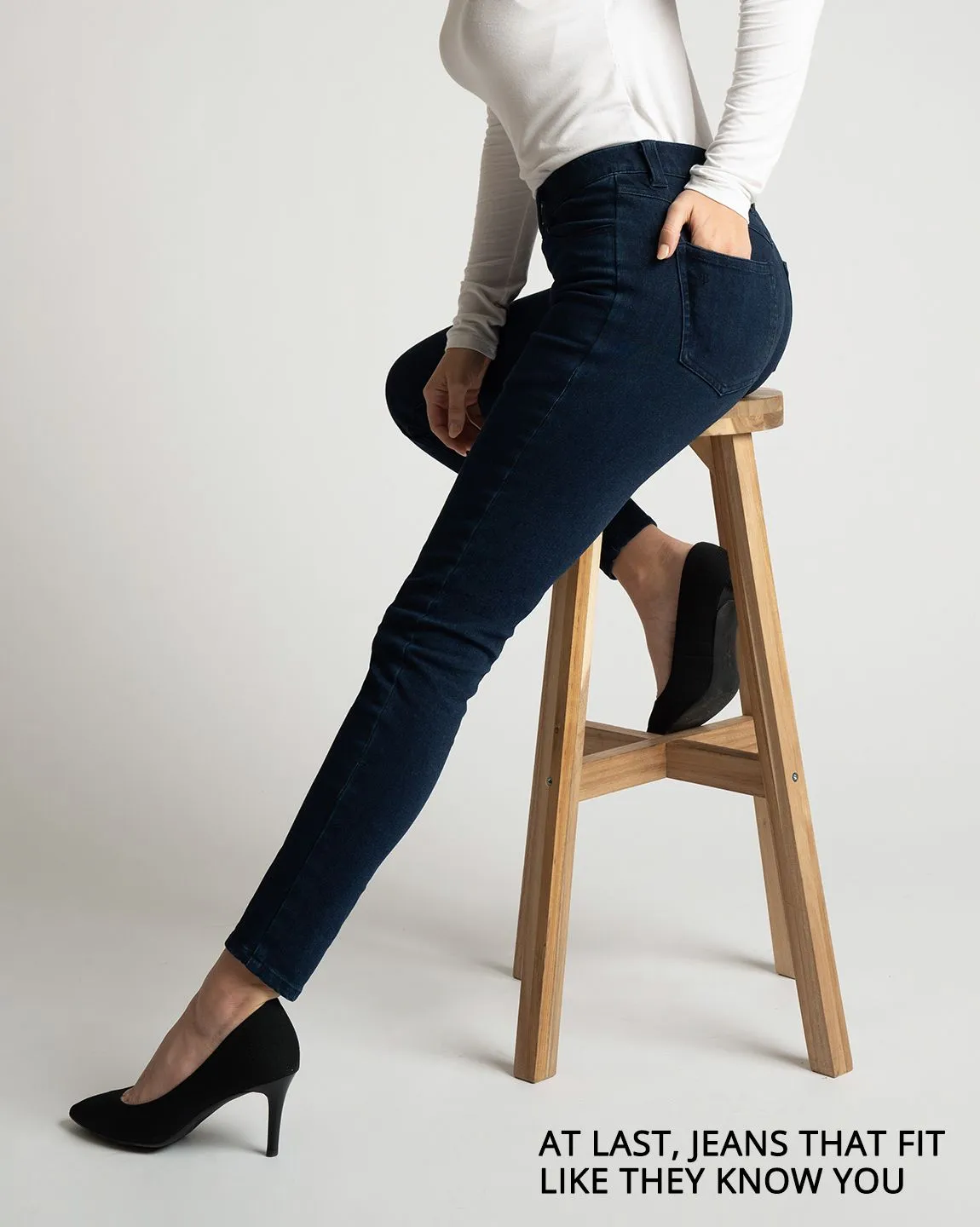 Skinny-Leg | 4-Pocket Betabrand Yoga Denim (Dark Indigo)