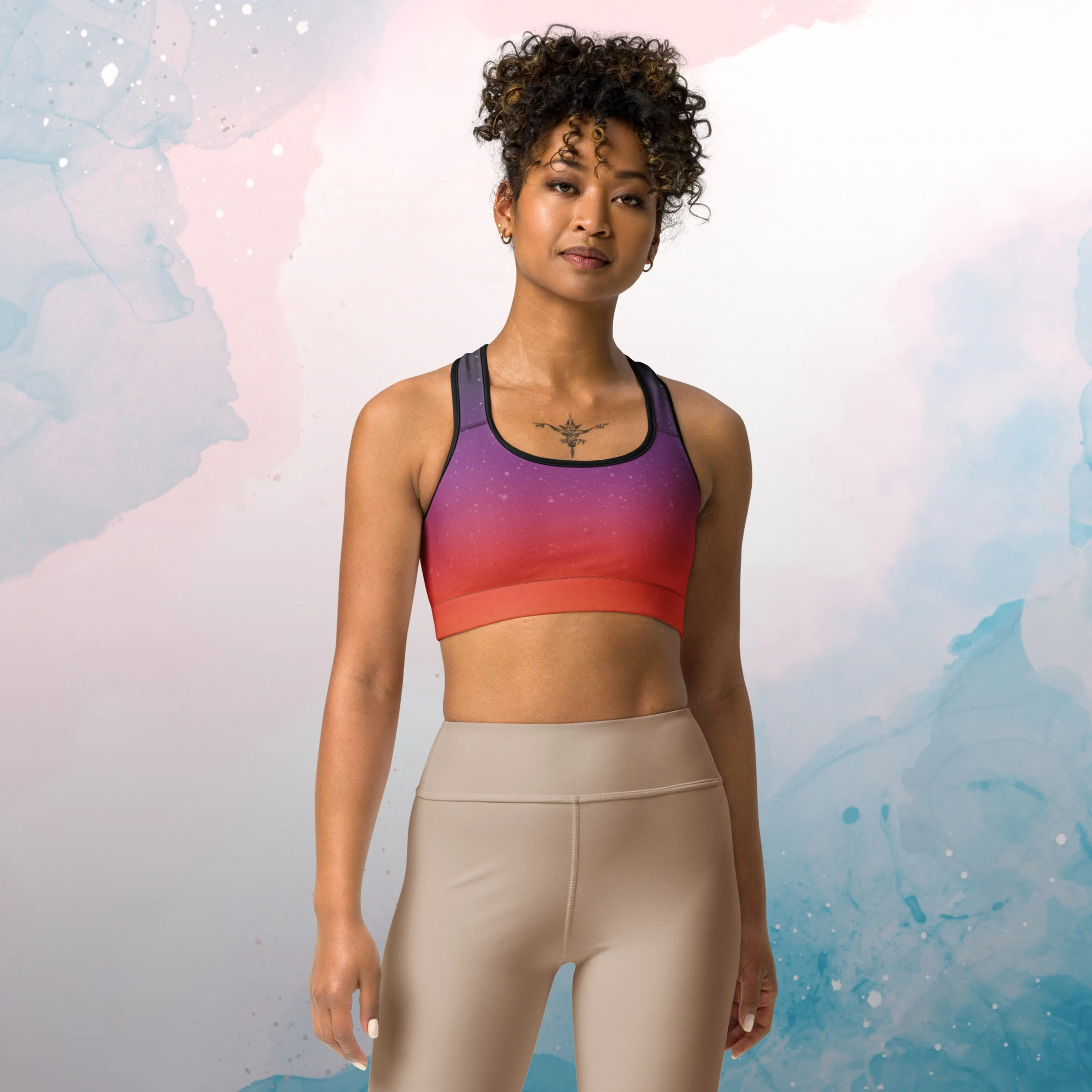 Starry Sunset Ombre Womens Sports Bra