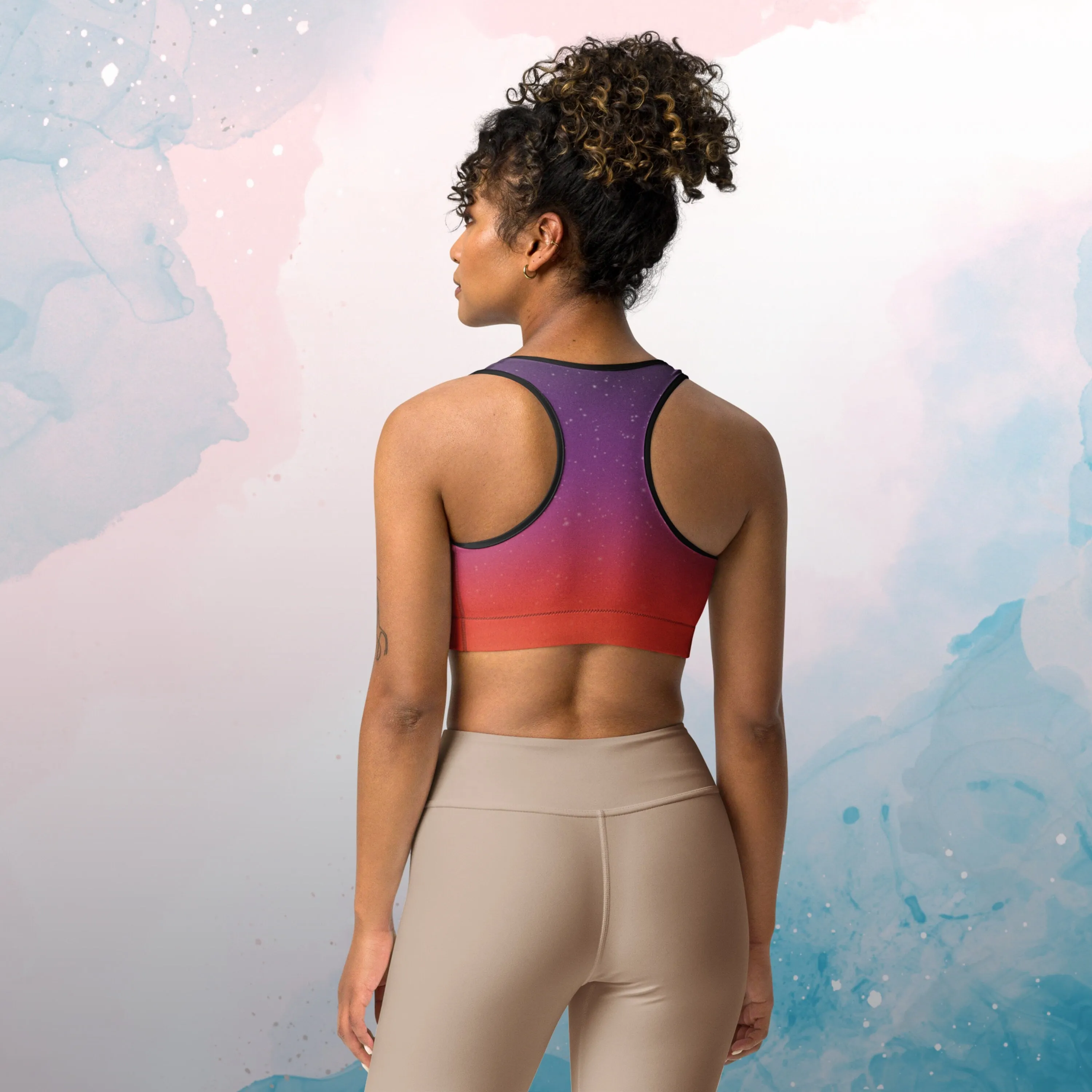 Starry Sunset Ombre Womens Sports Bra