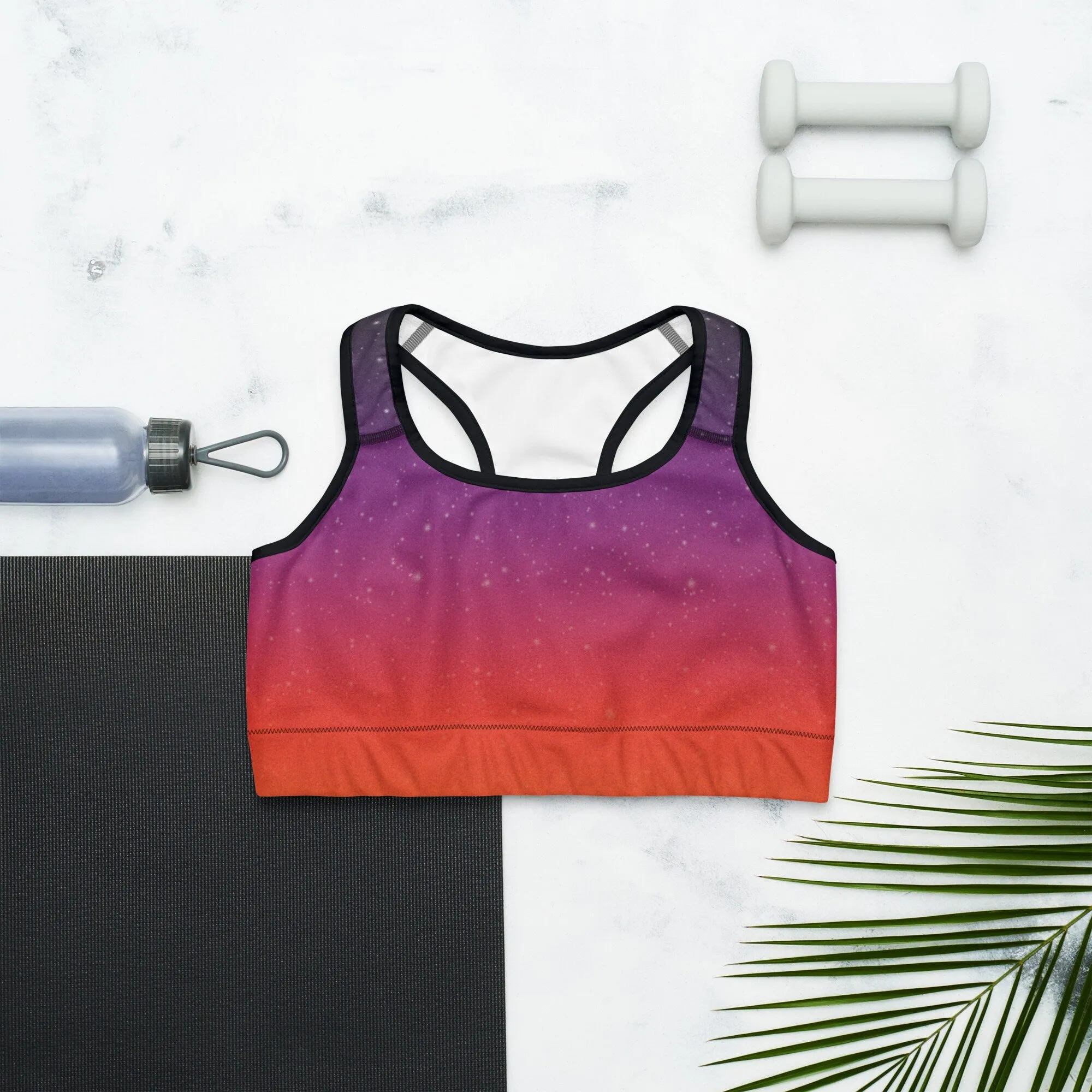 Starry Sunset Ombre Womens Sports Bra