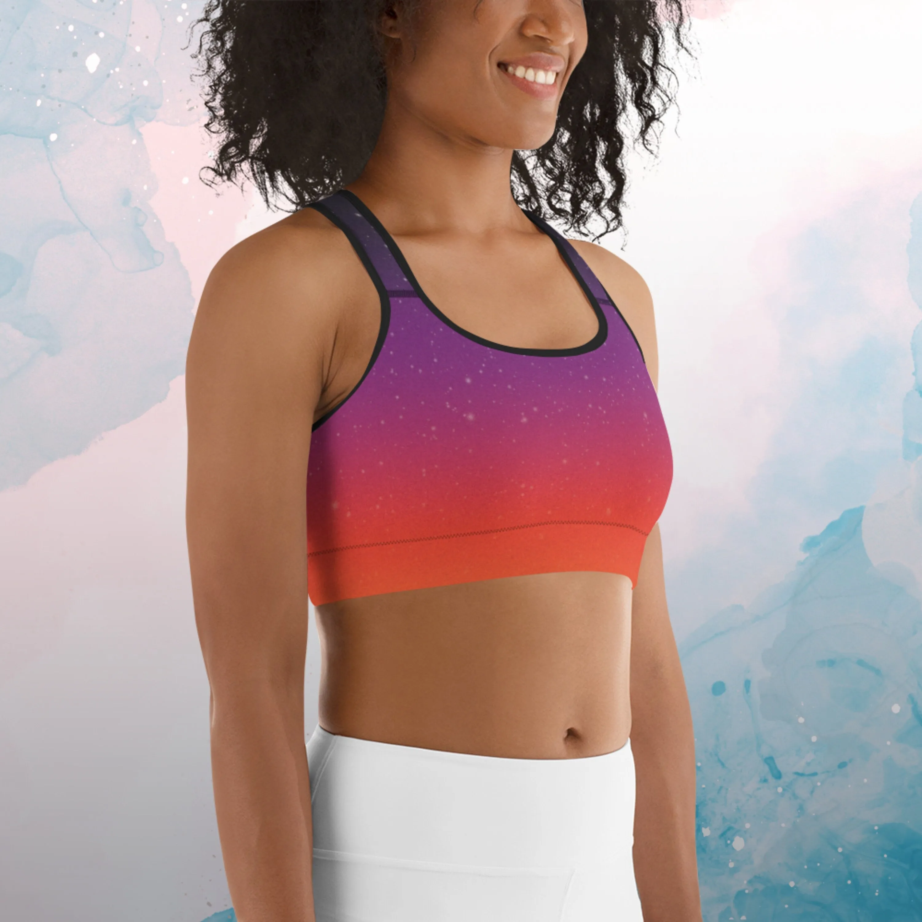 Starry Sunset Ombre Womens Sports Bra