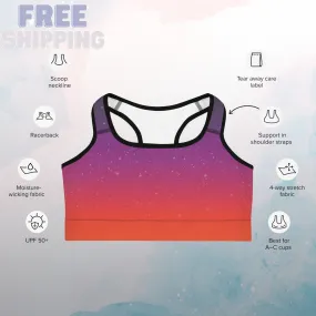 Starry Sunset Ombre Womens Sports Bra