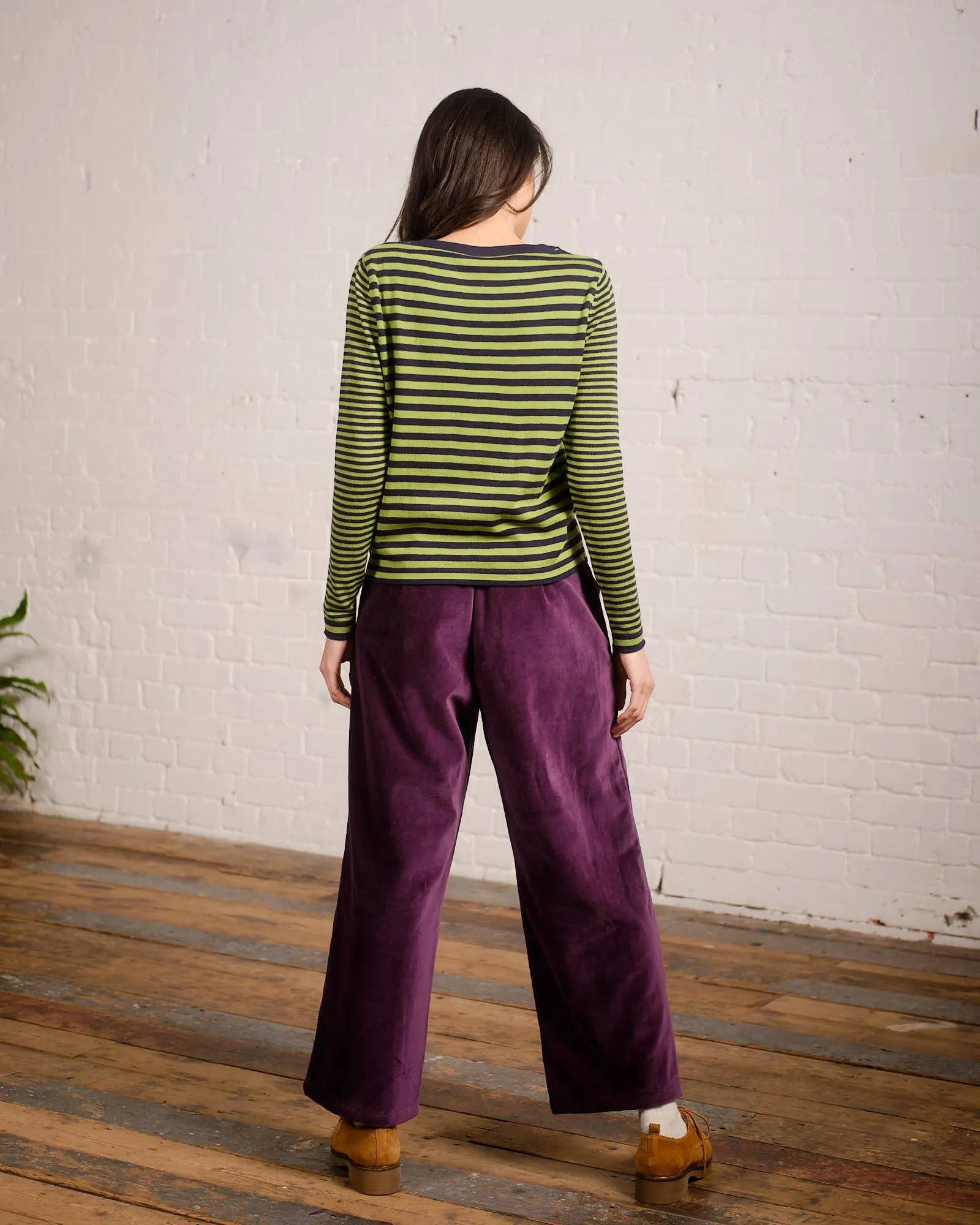 Stripe Sweater in Peridot/ Beacon Blue