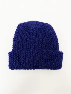 Vintage 1980s Navy Blue Knit Winter Hat Beanie Cap